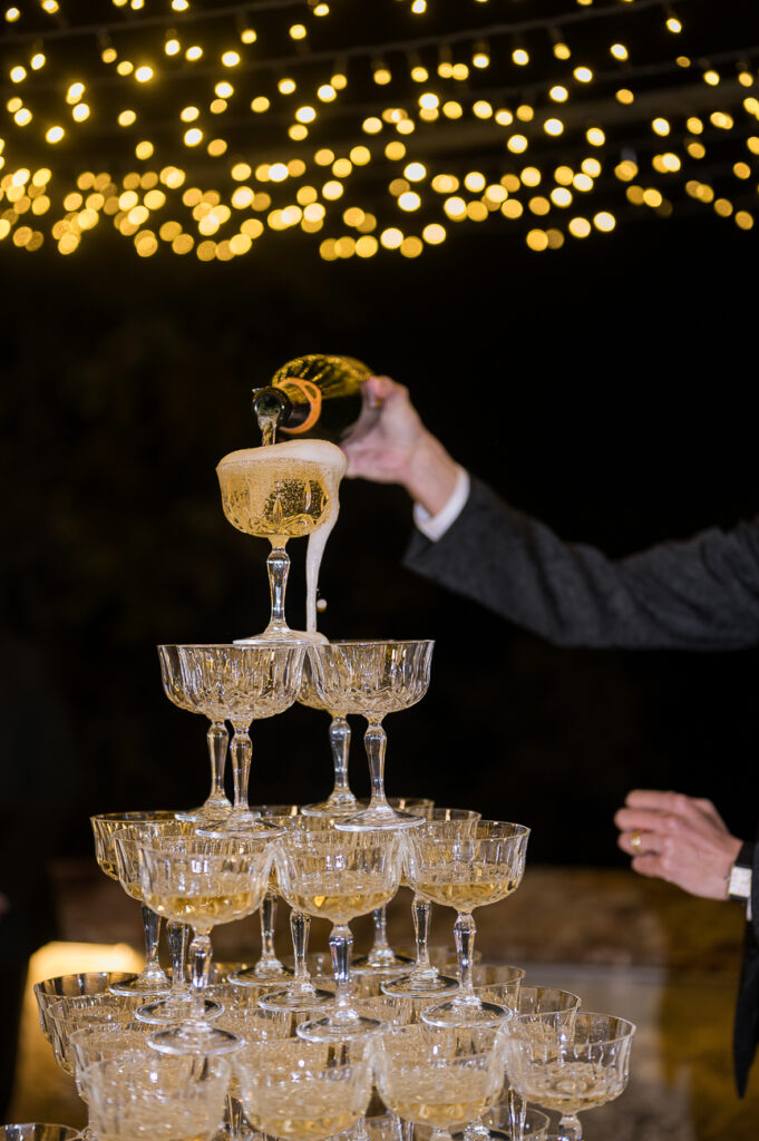champagne tower wedding in italy
