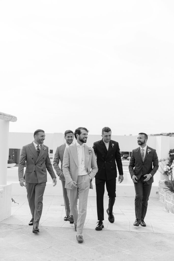 groom with his friends to la peschiera in puglia italia